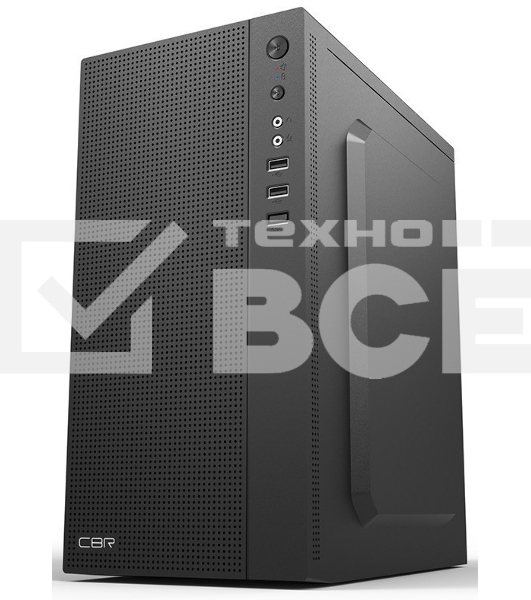 Компьютерный корпус CBR PCC-MATX-MX08-WPSU mATX Minitower MX08, без БП, 2*USB 2.0, HD Audio+Mic, Black