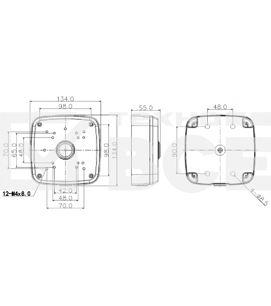 Настенная коробка Dahua для корпусов серий HDW2 Junction Box PFA121