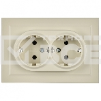 Розетка 2-местная IEK BRITE РС12-3-БрКр (BR-R21-16-K10-F) с заземлением, без защитных шторок, 16А в сборе, бежевый, фото4