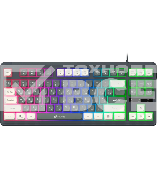 Клавиатура проводная Oklick 711G серый/белый USB Multimedia for gamer LED (1790385) кабель 1.5м