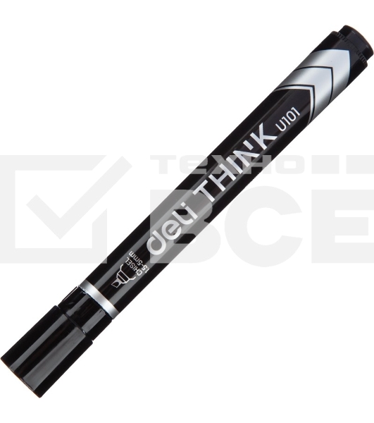Маркер перманентный Deli Think EU10120, скошенный пишущий наконечник, 2-5мм, черный