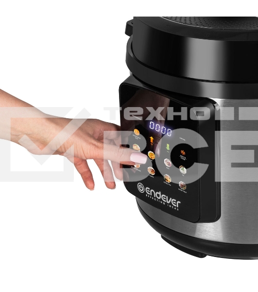 Скороварка-мультиварка электрическая Endever Vita-133 черный/стальной, 1200 Вт, 6 л, 12 авторежимов работы, книга рецептов, 2 шт/уп.