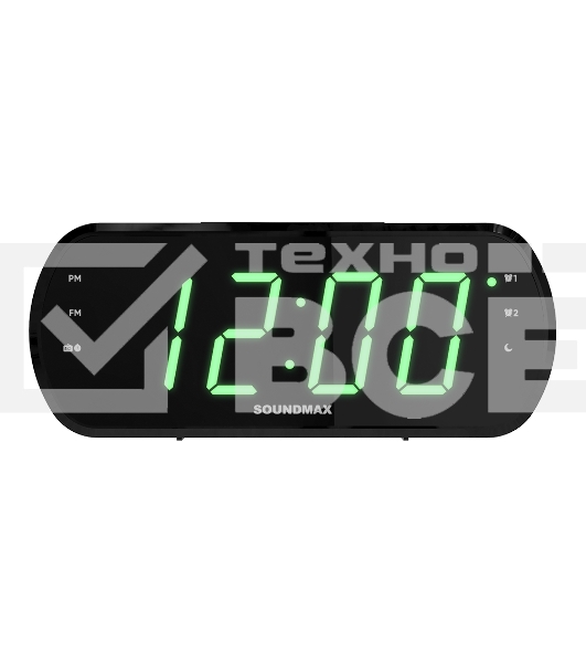 Радиочасы Soundmax SM-1562U (черный с зеленым)