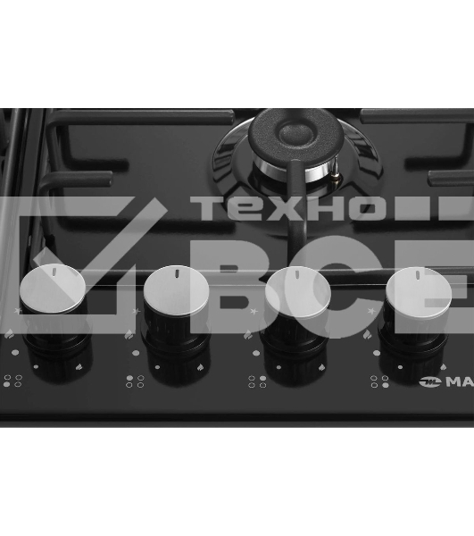 Газовая варочная панель Maunfeld EGHE.64.3STS-EB/G, 4 конфорки, эмалированная сталь, черный