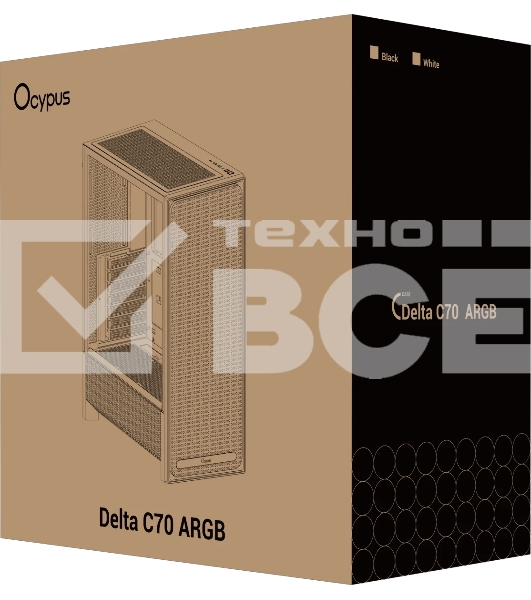 Корпус Ocypus Delta C70 BK ARGB, Midi-Tower, чёрный, 4 x 120 мм
