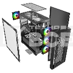 Компьютерный корпус Powercase ByteFlow Black, Tempered Glass, 4x 120мм ARGB fans, ARGB HUB, черный, ATX (CBFB-A4), фото6