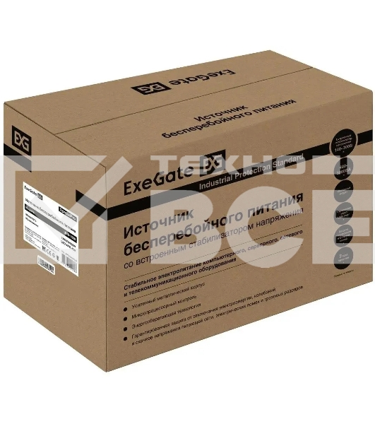 Источник бесперебойного питания ExeGate SpecialPro UNB-1500.LED.AVR.EURO.RJ <1500VA/950W, LED, AVR, 4 евророзетки, RJ45/11, Black>