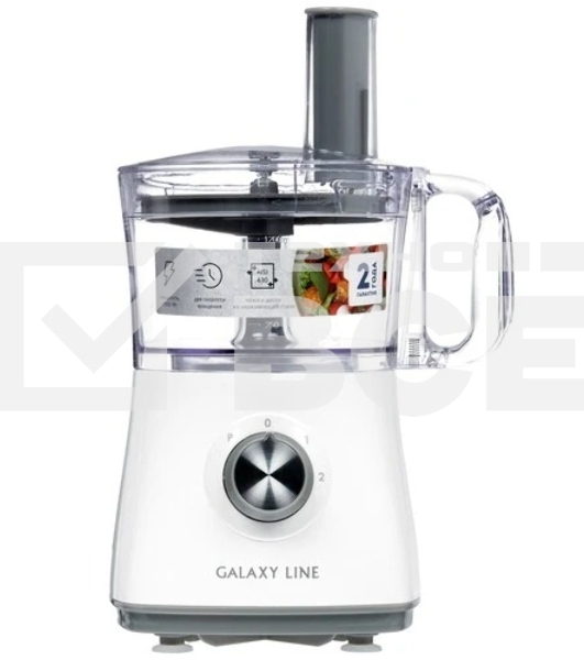 Кухонный комбайн Galaxy Line GL 2312, белый, пластиковая чаша 1,2 л, 1000 Вт, 2 скорости, импульсный режим