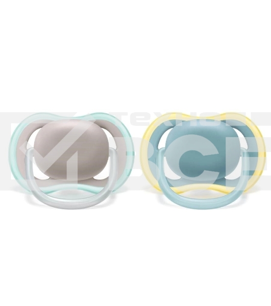 Пустышка Philips Avent ultra air, бежевый/синий, без рисунка, 18 мес+, 2 шт, нейтральная