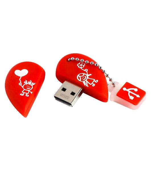 Флешка USB Smartbuy Wild Heart (SB32GbHeart), 32Gb, USB 2,0, R/W 25/15, красное Сердце