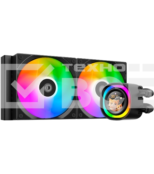 Система водяного охлаждения ID-Cooling FX240 LCD (Soc 1851/1700/1200/115X/AM5/AM4, 2x120мм fan, 2000rpm, 27.2 дБ, 300W, PWM 4-pin/5V 3Pin ARGb,Cop) (FX240 LCD)