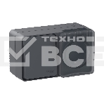 Блок ОП AtlasDesign Profi54 розетка 16А 250В с заземл. защ. шторки + 1-кл. выключатель 10А IP54 антрацит SchE, фото 1