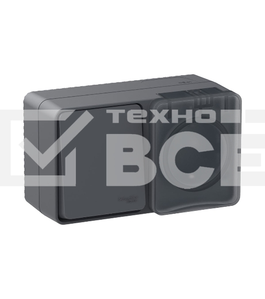 Блок ОП AtlasDesign Profi54 розетка 16А 250В с заземл. защ. шторки + 1-кл. выключатель 10А IP54 антрацит SchE