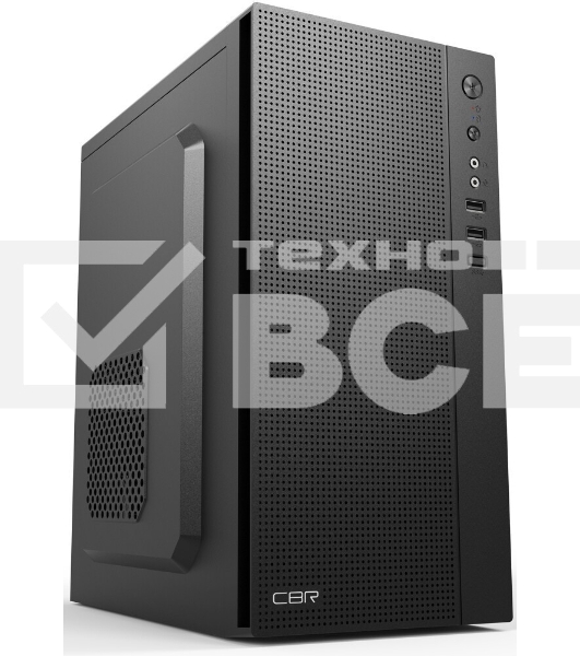 Компьютерный корпус CBR PCC-MATX-MX08-WPSU mATX Minitower MX08, без БП, 2*USB 2.0, HD Audio+Mic, Black