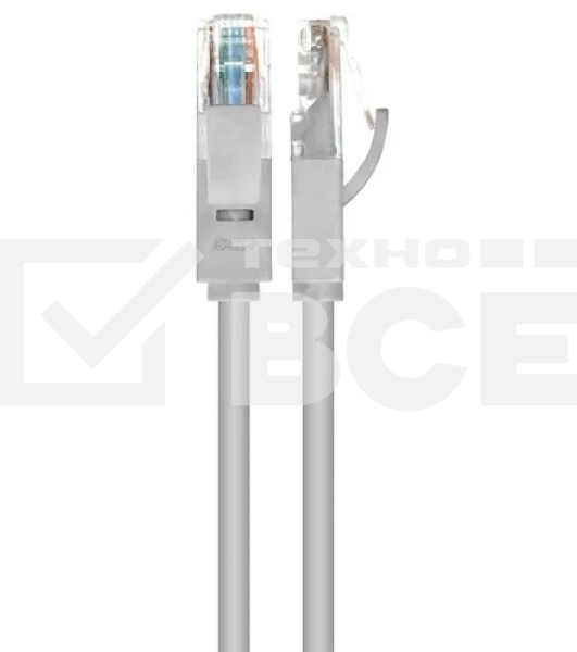 Патч-корд GCR UTP кат.5е, RJ45, перекрестный ethernet 1.5m литой, серый