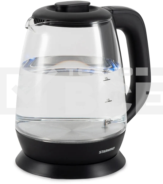 Чайник электрический Starwind SKS3036 1.7л. 2200Вт черный корпус: стекло