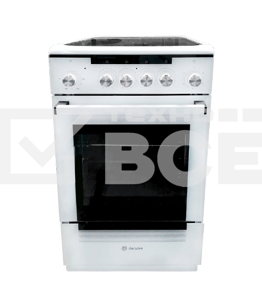 Плита электрическая De Luxe 506004.13ЭС белый, конфорок 4 электрических (стеклокерамика), духовка 60 л, 50 см x 87 см x 60 см
