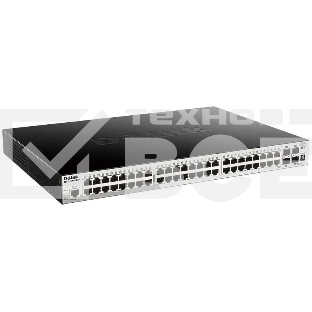 Kоммутатор D-Link DGS-1510-52XMP/A2A PROJ Управляемый L2+ стекируемый с 48 портами 10/100/1000Base-T и 4 портами 10Gbase-X SFP+ (48 портов PoE 802.3af/at, PoE-бюджет 370 Вт; 740 Вт с DPS-700)
