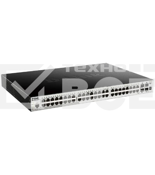 Kоммутатор D-Link DGS-1510-52XMP/A2A PROJ Управляемый L2+ стекируемый с 48 портами 10/100/1000Base-T и 4 портами 10Gbase-X SFP+ (48 портов PoE 802.3af/at, PoE-бюджет 370 Вт; 740 Вт с DPS-700)