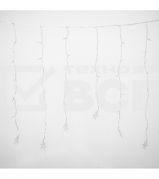 Гирлянда светод. Funray Бахрома IC100WWS, 2x0.6м, 100ламп, теплый белый, со снежинками, IP20