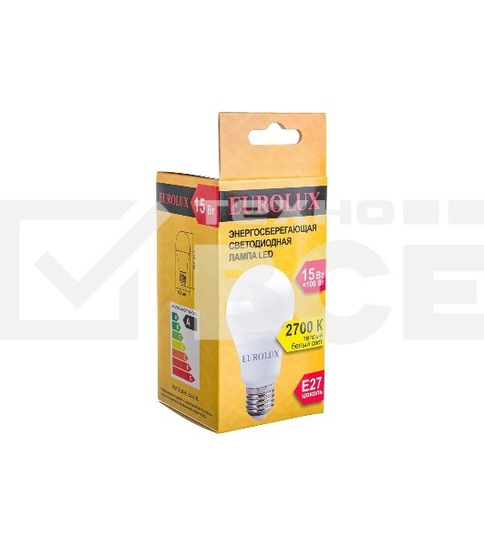 Лампа светодиодная EUROLUX LL-E-A60-15W-230-2,7K-E27