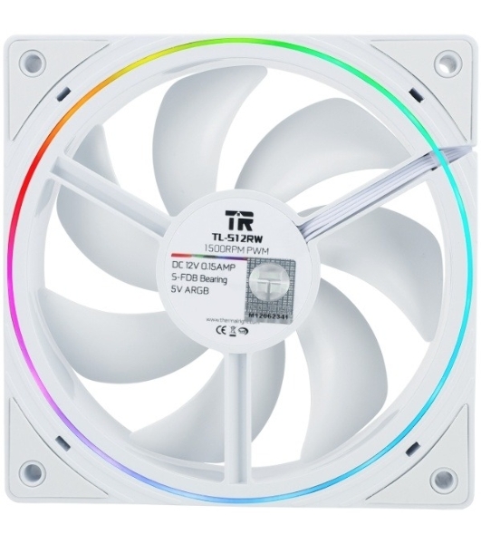 Кулер для корпуса Thermalright TL-S12RW Reverse (120x120x25mm, 4-pin PWM, ARGB, 47.6CFM, 23.2dBA, 1500RPM, White)