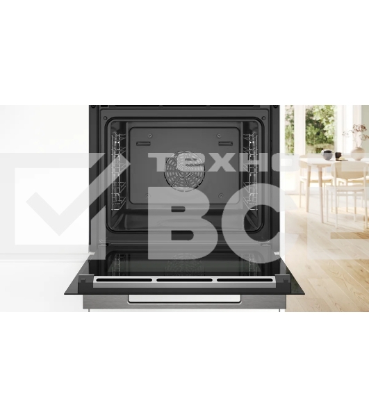 Духовой шкаф Bosch HSG7361B1 Home Connect!! Serie 8, черный, 21 режим + комбинированные режимы, функция приготовление на пару 100%, 4-слойное остекление, 3 цветных текстовых TFT-дисплея 2,5