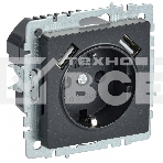 Розетка 1-местная IEK BRITE РЮш10-2-БрЧ (BR-R14-16-U21-D31-K02) с заземлением, с защитными шторками, 16А, с USB A+A 5В 3,1А, черный, фото 1
