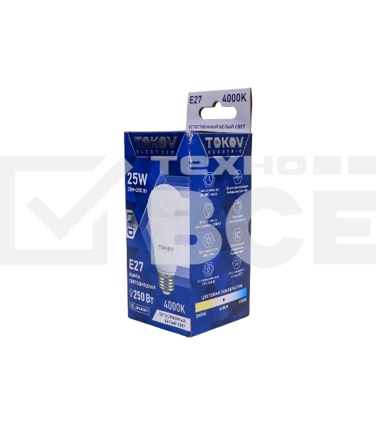 Лампа светодиодная TOKOV ELECTRIC TKE-A60-E27-25-4K 25 Вт А60 4000К Е27 176-264В