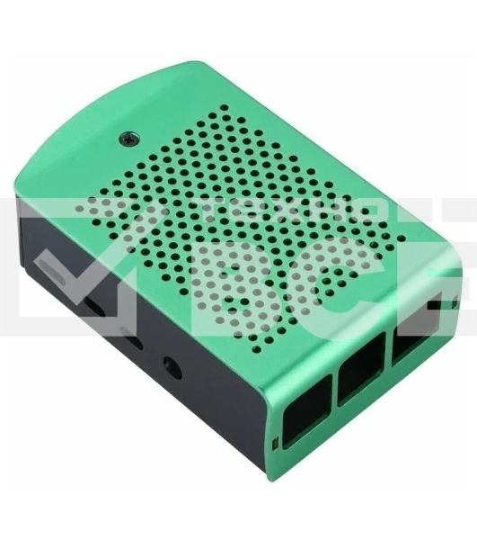 Корпус перфорированный Qumo с доп.креплением, Aluminum Case, Raspberry Pi 4B, green(RS037)