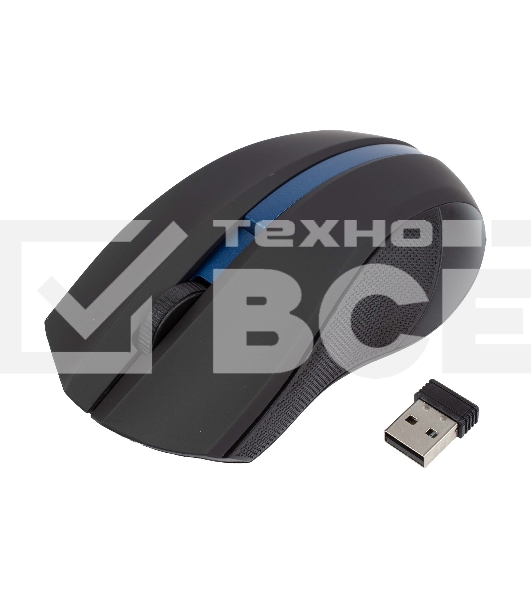 Мышь беспроводная HIPER HOMW-074 черный/синий, 1000 dpi, радиоканал, USB, кнопки - 3