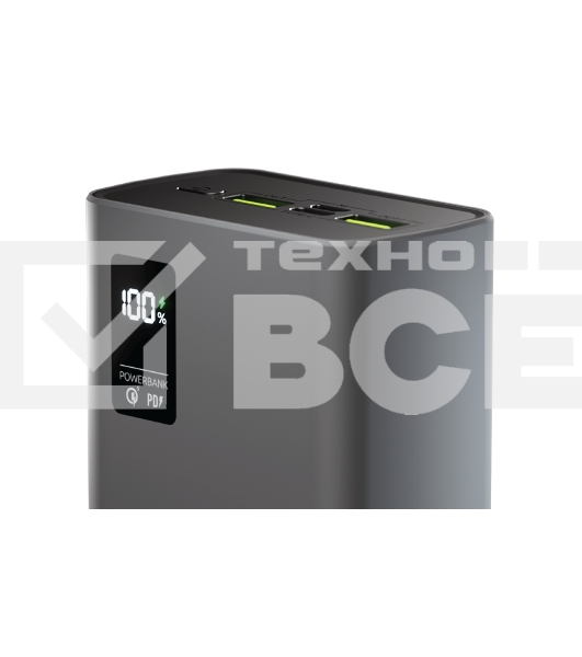 Портативный аккумулятор OLMIO QR-30, 30000mAh, 22.5W, QuickCharge3.0/PowerDelivery, LCD, серый