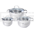 Набор посуды KELLI KL-4209 6 пред. Кастрюля с жаропрочной стекл. крышкой 2.1 л. Кастрюля с жаропрочной стекл. крышкой 3 л. Кастрюля с жаропрочной стекл. крышкой 4 л. Высококачественная нерж. сталь 18/10. 5-ти слойное капсульное дно., фото 1