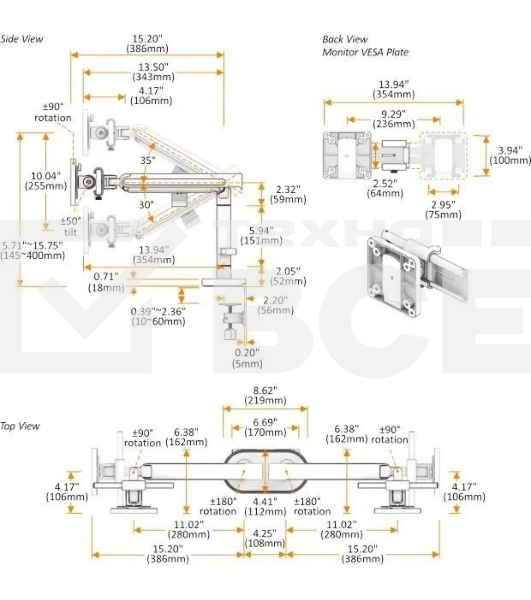 Кронштейн для мониторов Ultramounts UM727B черный 17'-32' макс.9кг крепление к столешнице поворот и наклон