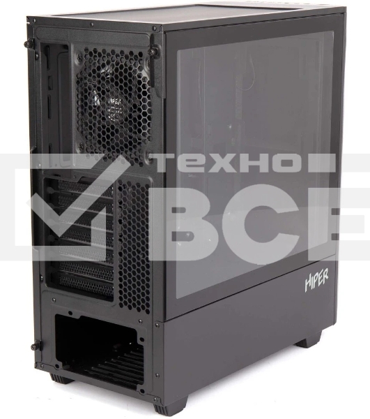 Компьютерный корпус Hiper PB81 черный без БП ATX 3x120мм 2xUSB2.0 2xUSB3.0 audio bott PSU