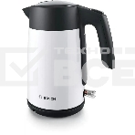 Чайник Bosch TWK7L461, 1.7л, 2400 Вт., нерж.сталь, покрытая эмалью, белый,  шкала уровня воды, фото2