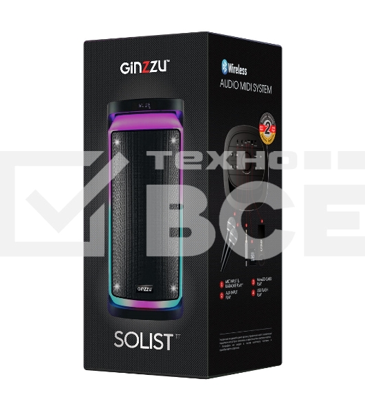 Акустическая система Ginzzu GM-226, Midi, BT/USB/SD/FM/MIC/ДУ