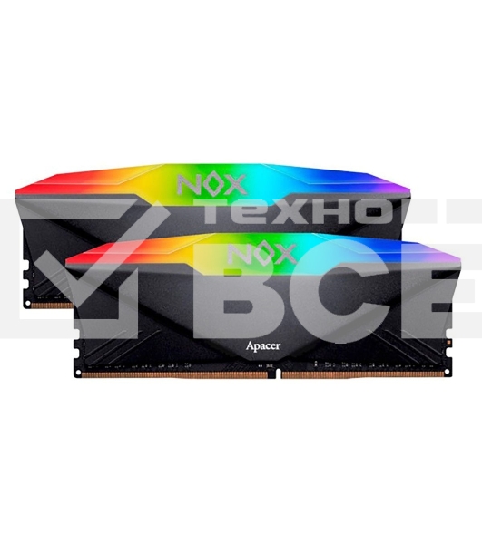 Оперативная память Apacer Nox, DDR4, 32GB (2x16 GB), 3200 MHz, CL16, радиатор, RGB, чёрный