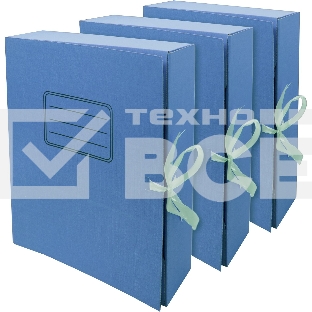 Папка архивная 2 завязки Silwerhof 1914784 микрогофрокартон корешок 75мм, A4 синий (упаковка: 3шт)