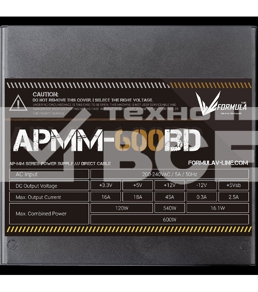 Блок питания Aerocool / Formula APMM-600BD, 600Вт, 80 PLUS Bronze, 120мм, черный