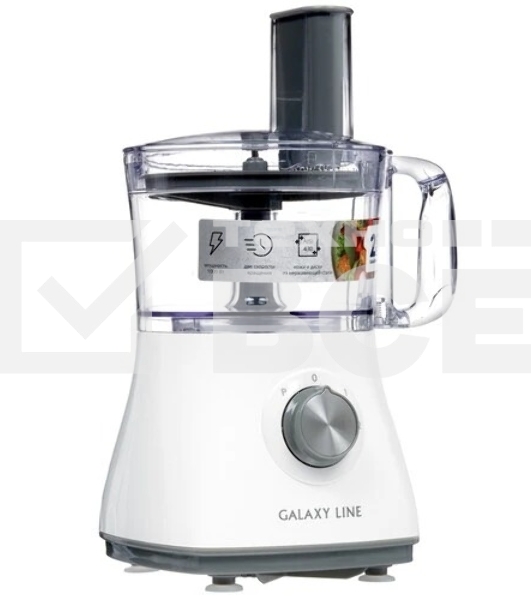 Кухонный комбайн Galaxy Line GL 2312, белый, пластиковая чаша 1,2 л, 1000 Вт, 2 скорости, импульсный режим