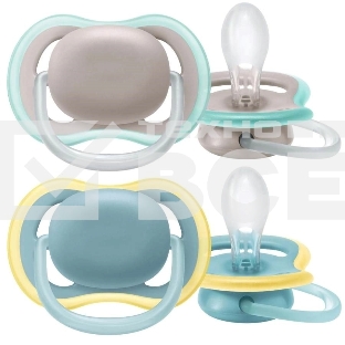 Пустышка Philips Avent ultra air, бежевый/синий, без рисунка, 18 мес+, 2 шт, нейтральная