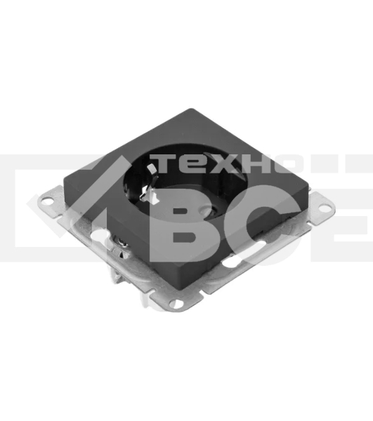 Механизм розетки EKF UP1-SOB-111 16А, с заземлением, со шторками, черный Эпика