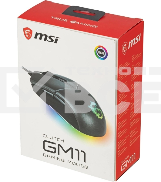 Мышь проводная MSI Clutch GM11 черный, 5000 dpi, USB, кнопки - 6