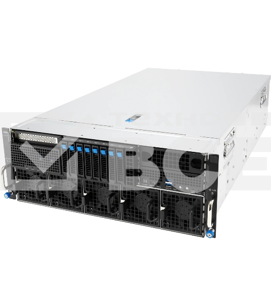 Серверная платформа ASUS ESC8000A-E13P, 4U, 2x SP5 (LGA 6096),24x DDR5 6400, 8x 2.5'' hsb NVME, up to 14x PCIe*, 2x M.2 22110 NVME, 1x 2-port 10Gbe RJ-45 Intel 710 LAN, up to 8 dual-slot GPUs, 3+1 3200W
