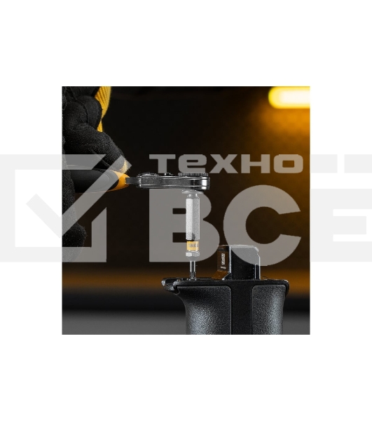 Ключ-трещотка для бит Denzel 1/4', 52 зуба, CrMo, адаптер для торцевых головок