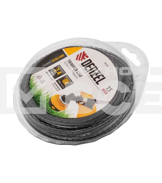 Леска для триммера Denzel двухкомпонентная зубчатый квадрат, 2,4мм х 15м, блистер EXTRA CORD