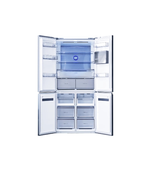 Холодильник Centek CT-1746 бежевый мрамор стекло трехкамерный 388/212л морозилка снизу, No Frost, Side by Side