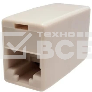 Адаптер Suprlan 10-0337-1, проходн. Keystone RJ45 кат.5E UTP, бежевый
