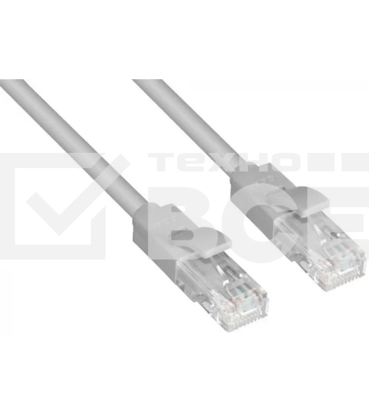Патч-корд GCR UTP кат.5е, RJ45, перекрестный ethernet 1.5m литой, серый